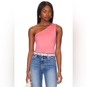PAIGE Pink Asymmetrical Bodysuit One-Shoulder Top NWOT Size Small